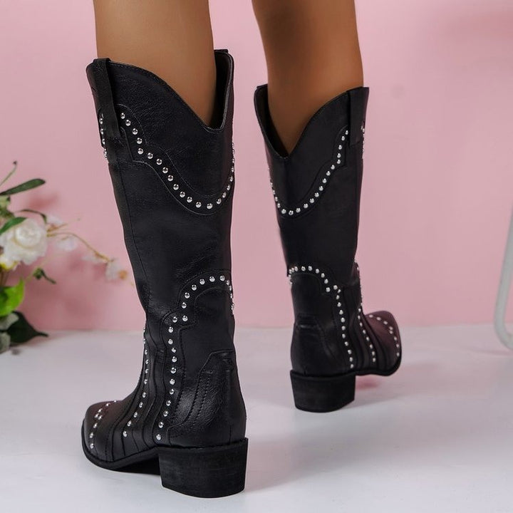 Dame Cowboy støvler med glitrende nitter og elegant design Stilla