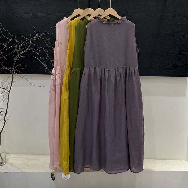 Dame Ruffle Uddybning Flydende Maxi Kjole Stilla