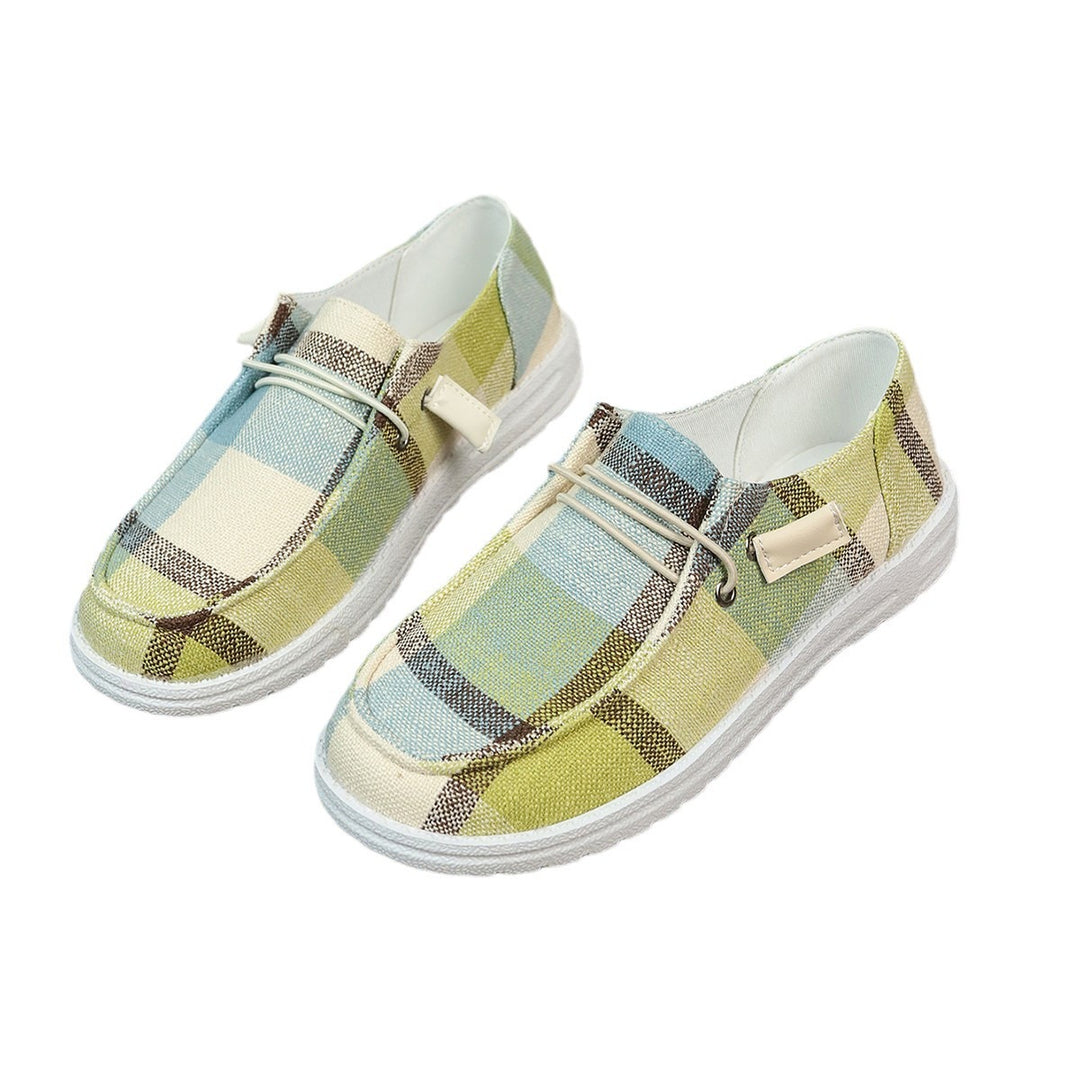 Dame Behagelige Slippers med ternet design og elastisk snørebånd Stilla