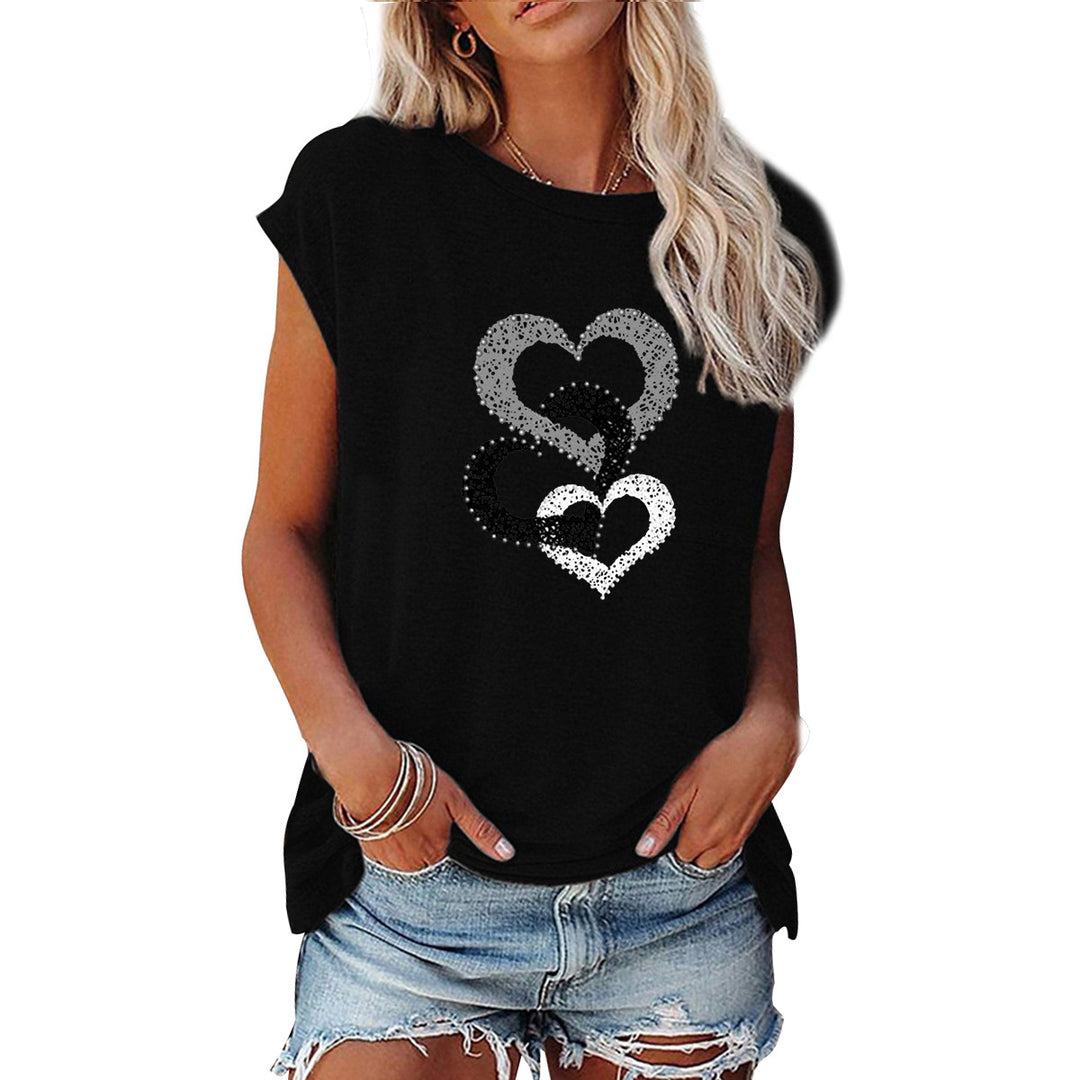 Dame afslappet T-shirt med kreativt hjerte design Stilla
