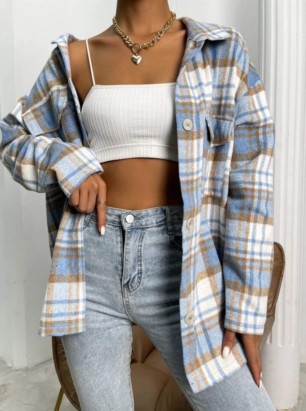 Dame ternet overshirt med afslappet snit Stilla