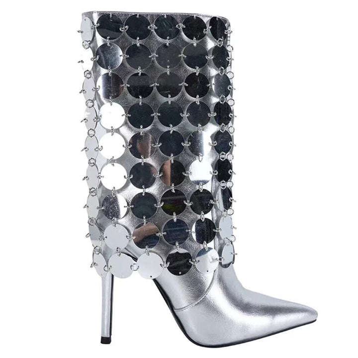 Femme High-Stiletto Metallic Overlay Ankelstøvler Stilla