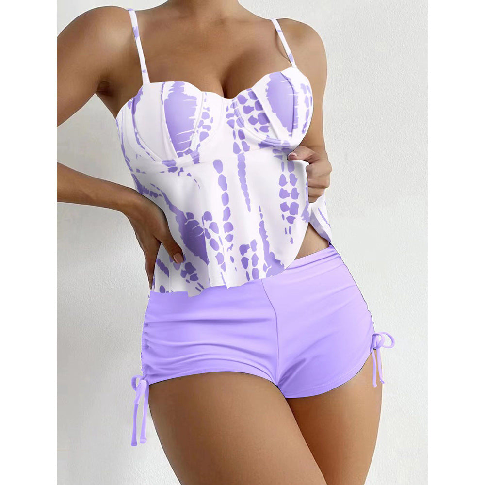 Femme flatterende Peplum Tankini-sæt med justerbare shorts Stilla