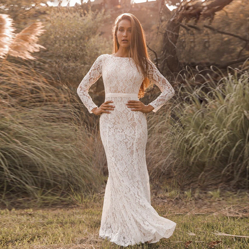Dame Elegant Spids Bryllupskjole Stilla