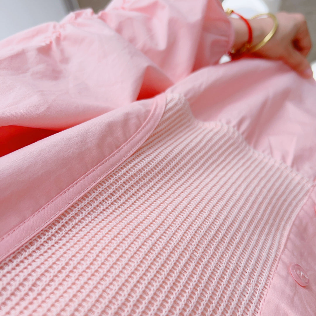 Dame bluse med voluminøse puffærmer og knap detaljer Stilla