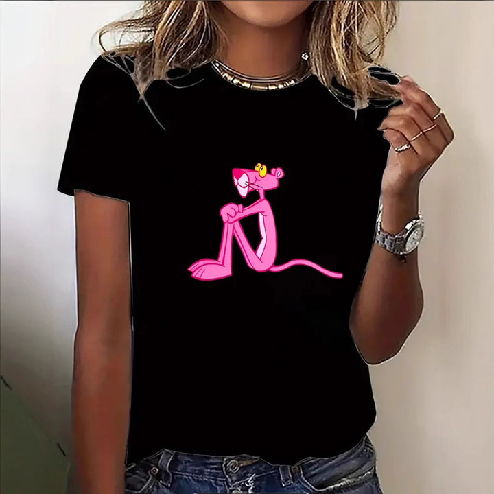 Dame T-shirt med høj kvalitets Pink Panther grafisk print Stilla