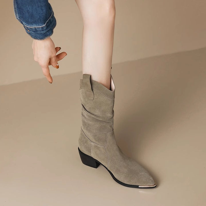 Femme Slouchy Western-inspirerede Ankel Støvler med spids tå Stilla