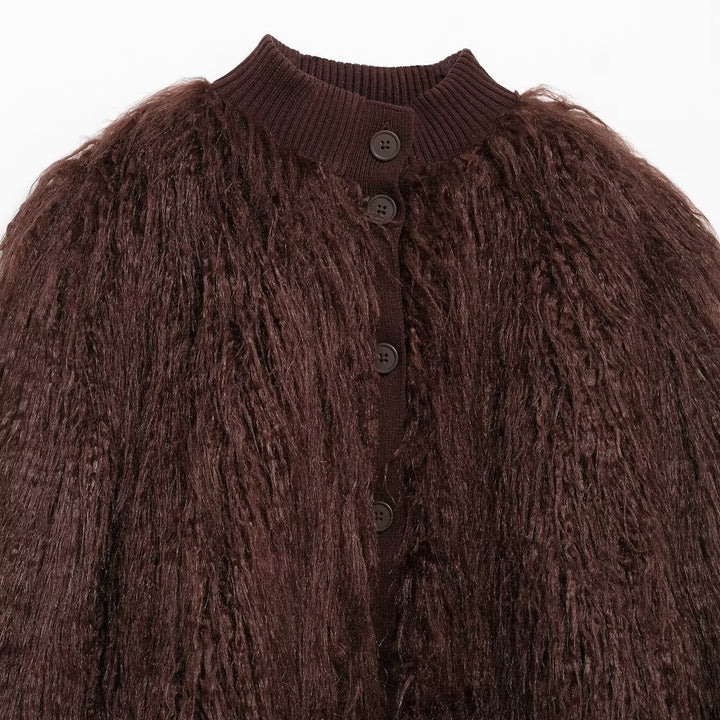 Femme Struktureret Faux-Fur Bomberjakke Stilla