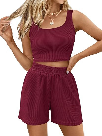 Damer Rib-Crop-Top og Shorts Lounge-Sæt Stilla