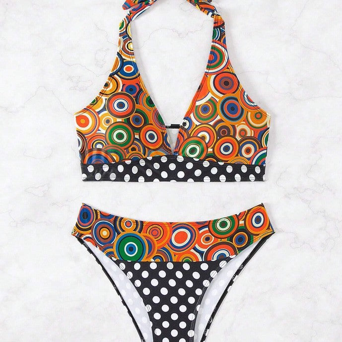 Dame bikini sæt med spændende geometrisk mønster og komfortabel pasform Stilla