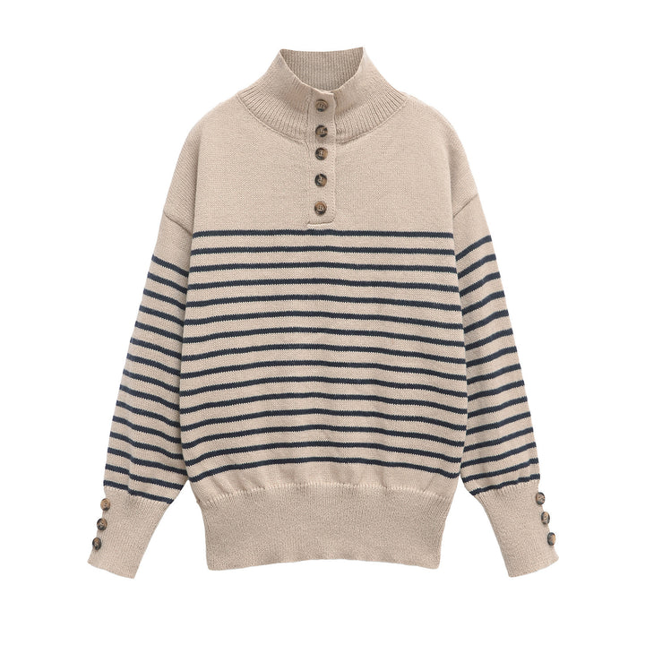 Femme Knap-Down Strikpullover Stilla