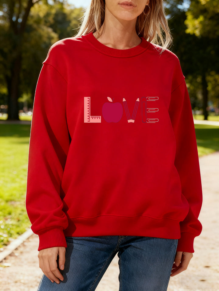Kvinders sweatshirt med kreativ kærlighedsmotiv Stilla