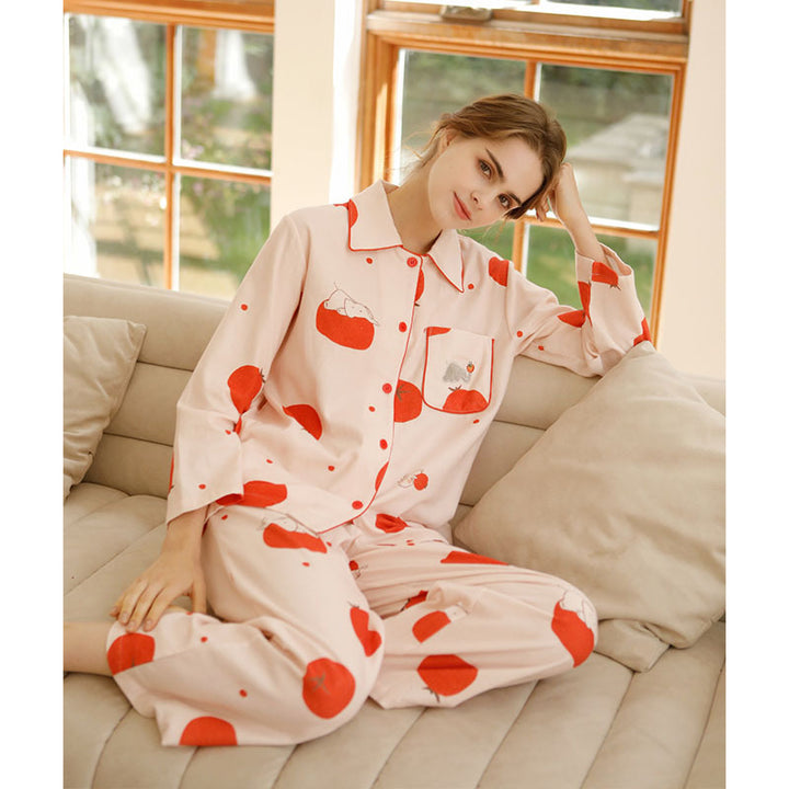 Dame Pyjama-sæt med glad motiv og behagelig pasform Stilla