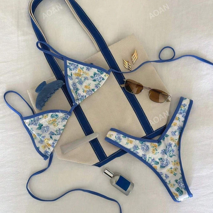Damer bikinisæt med blomstret design Skovae