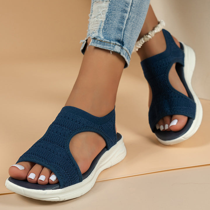 Dame ergonomiske fritids-sandaler med elastisk overdel og polstret fodseng Stilla