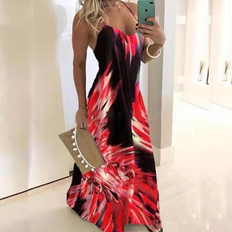 Dame maxi kjole med spaghetti stropper og moderne gradient Stilla