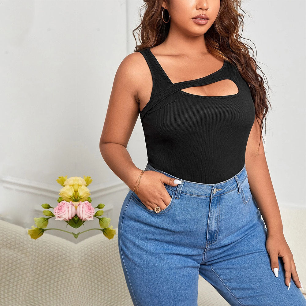 Dame Body med asymmetrisk cut-out og komfortabel slangeprint Skovae