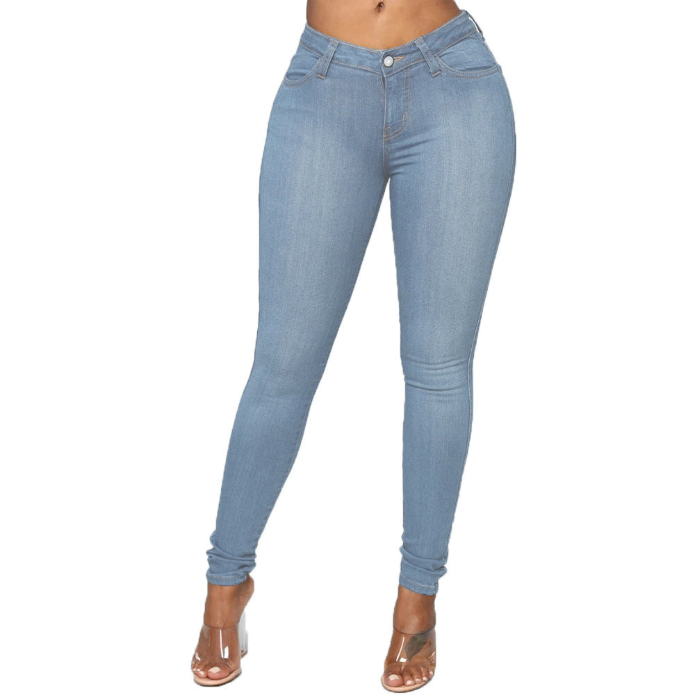 Dame Skinny Jeans med høj talje og figursygende stræk Stilla