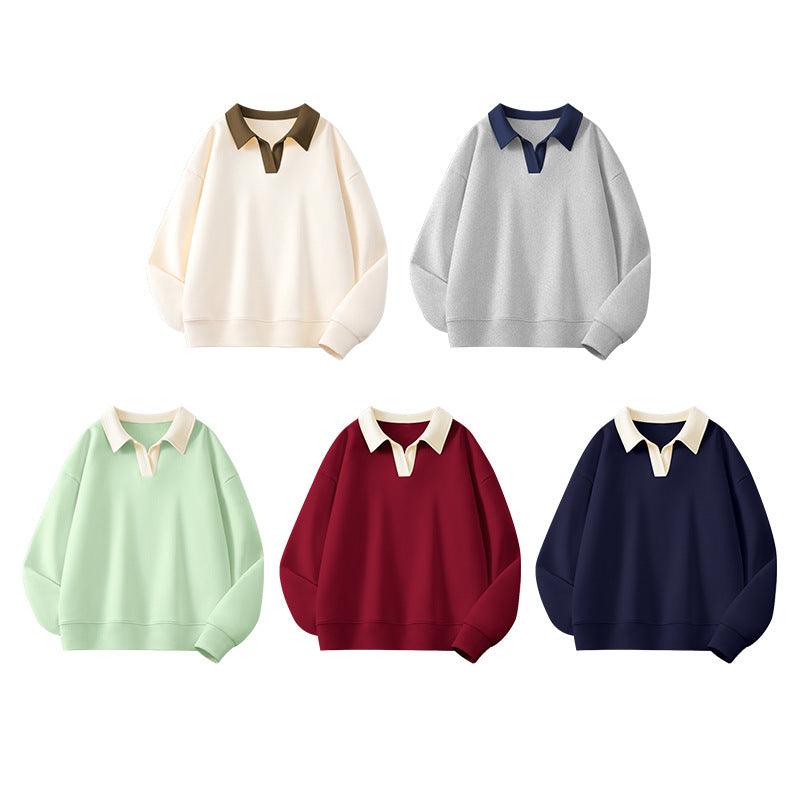 Femme Stilfuld V-Udsnit Fleece Pullover Sweatshirt Stilla