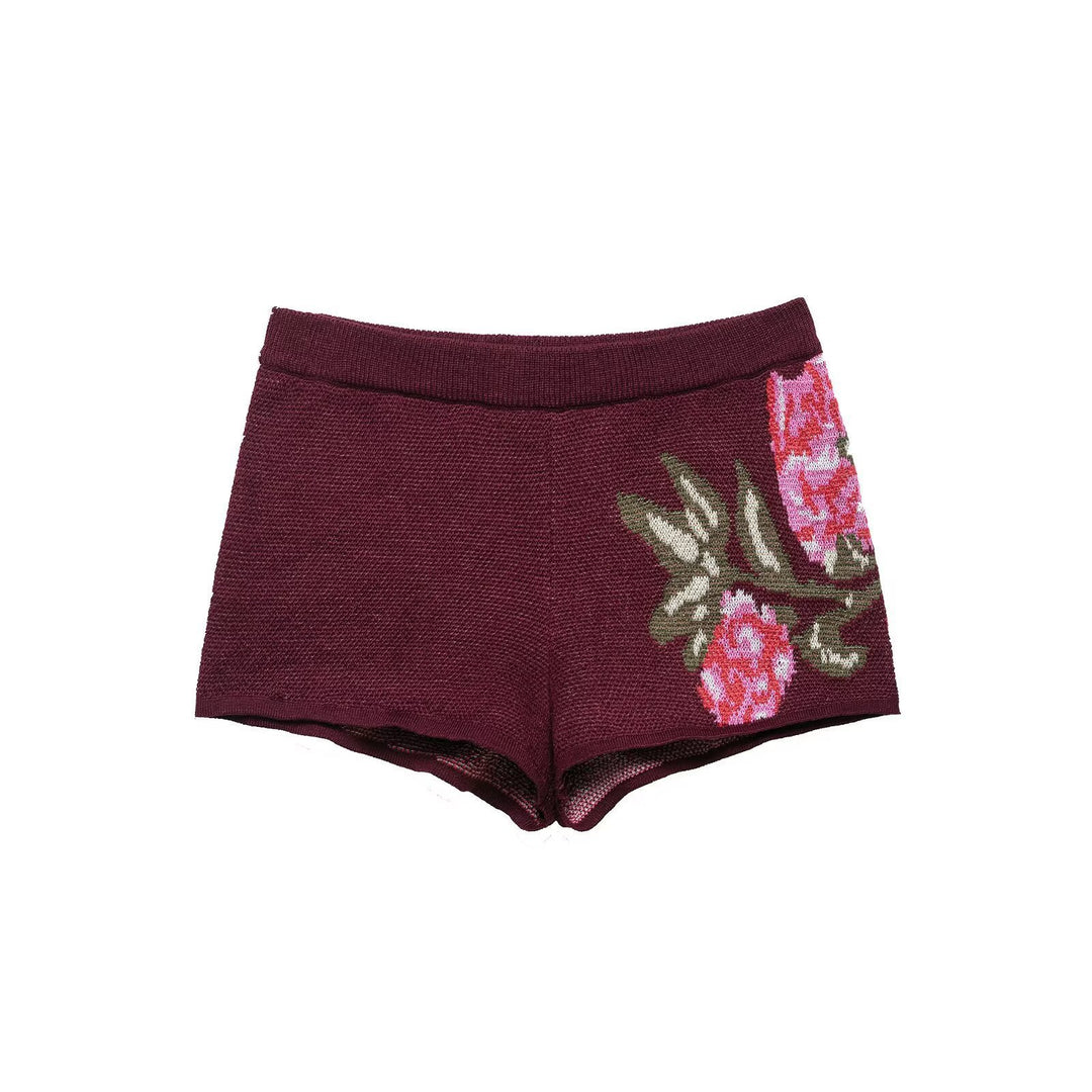 Femme Cropped Striktop med dekorative Blomsterdetaljer Stilla