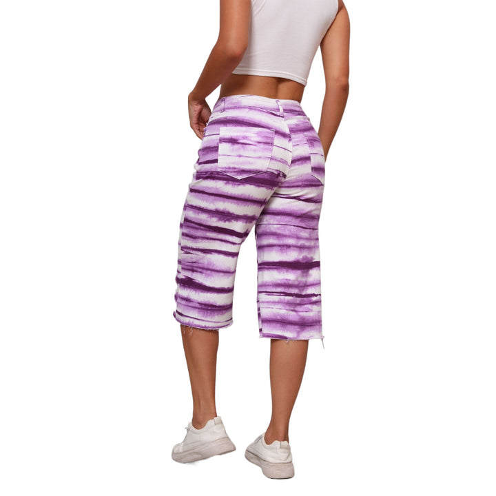 Damer Lækre Tie-Dye Bermuda-bukser med frynser og blødt stof Stilla