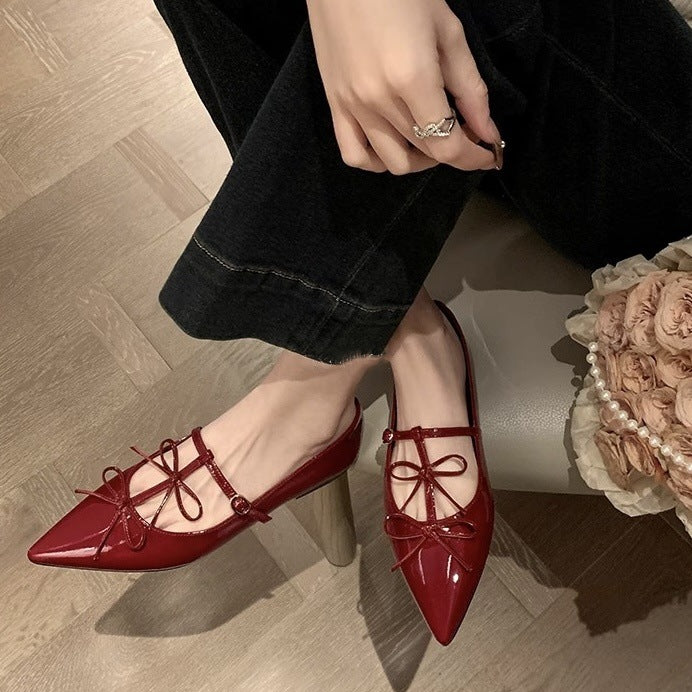 Femme Elegante Spidsesko Flad Stilla