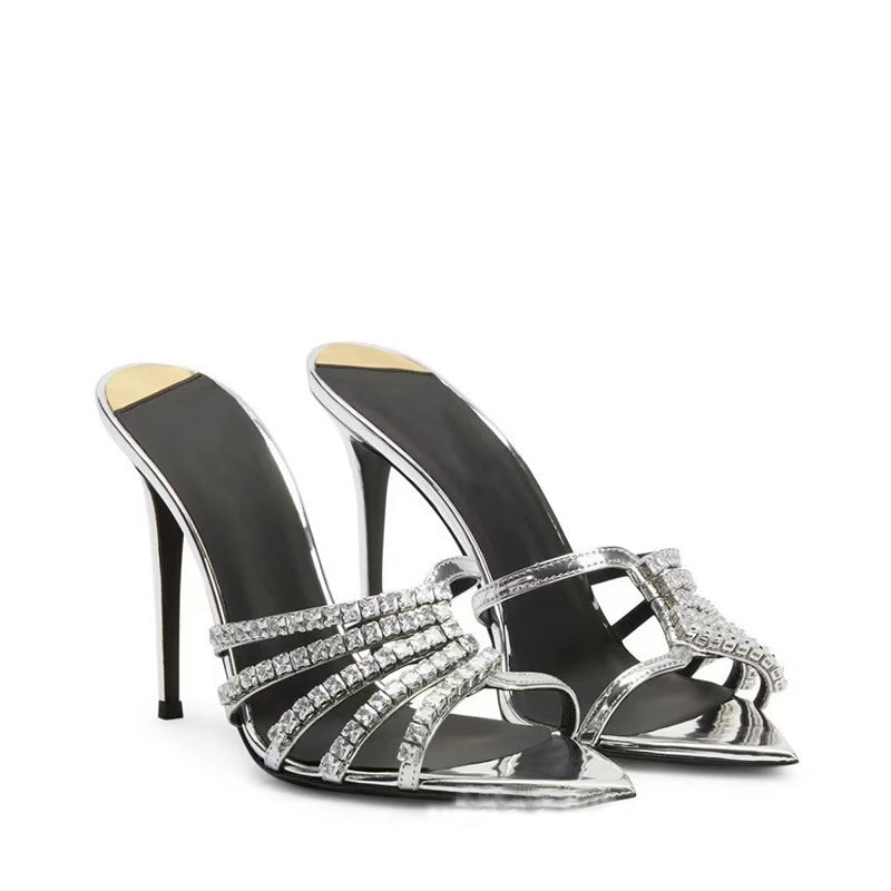 Femme strass-besatte high-heel-mules Stilla