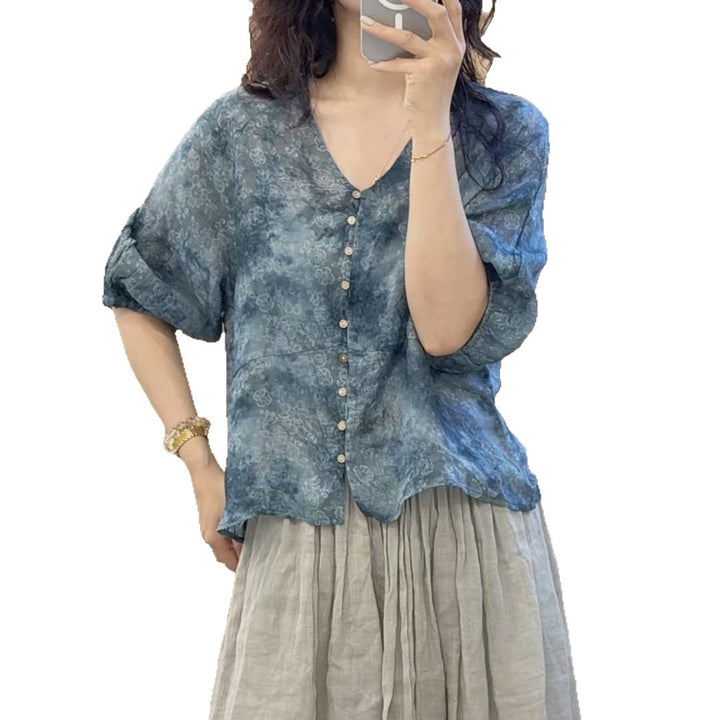 Femme Letvægts Bohemian Knap-op Bluse og Flydende Maxi Nederdel Sæt Stilla