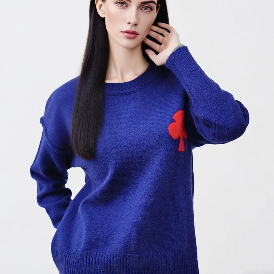 Kvinders fashionable sweater med påført design Stilla