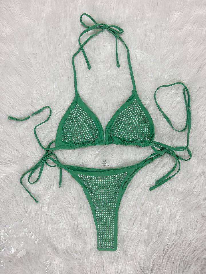 Kvinder Glitrende Rhinsten Bikini Sæt Stilla