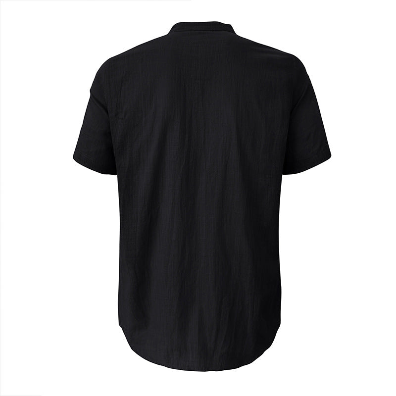 Herre kortærmet Henley-shirt med struktureret krave og elegante knapdetaljer Stilla