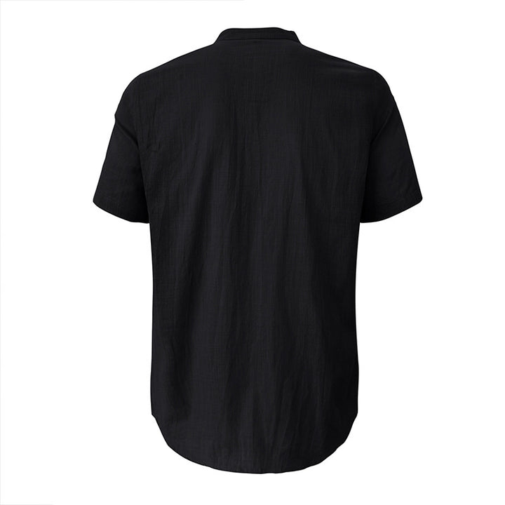 Herre kortærmet Henley-shirt med struktureret krave og elegante knapdetaljer Stilla