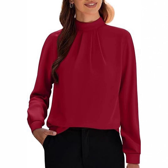 Damebluse med elegant ståkrave Stilla