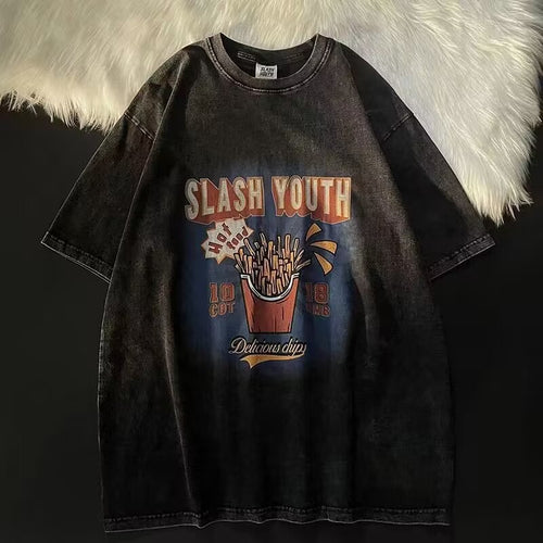Dame afslappet T-shirt med nostalgi Fastfood-print og oversize skæring Stilla