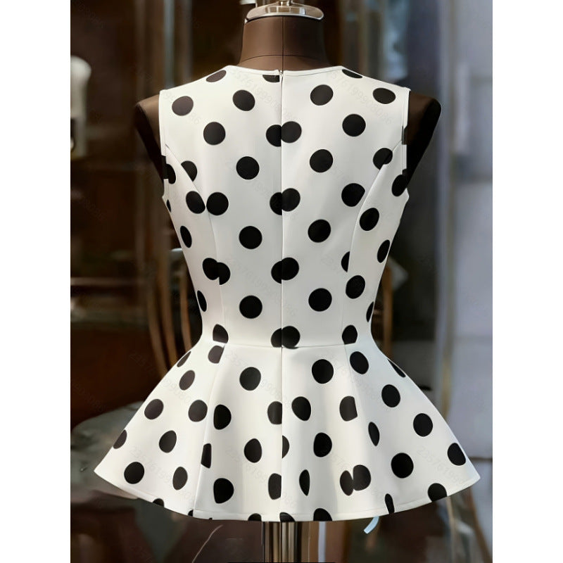 Dame Peplum-top med moderne prikker Skovae