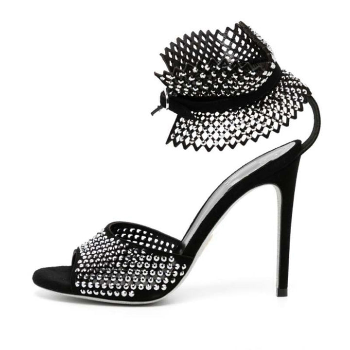 Femme med strass-belagte høje hæl sandaler med unikt ankelrem-design Stilla