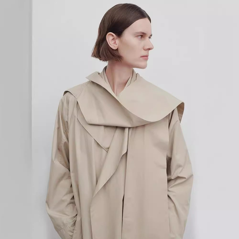 Kvinder Lang Oversized Trench Coat med Bred Krave Stilla