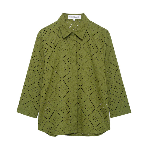 Femme Eyelet Detail Button-Up Skjorte Stilla