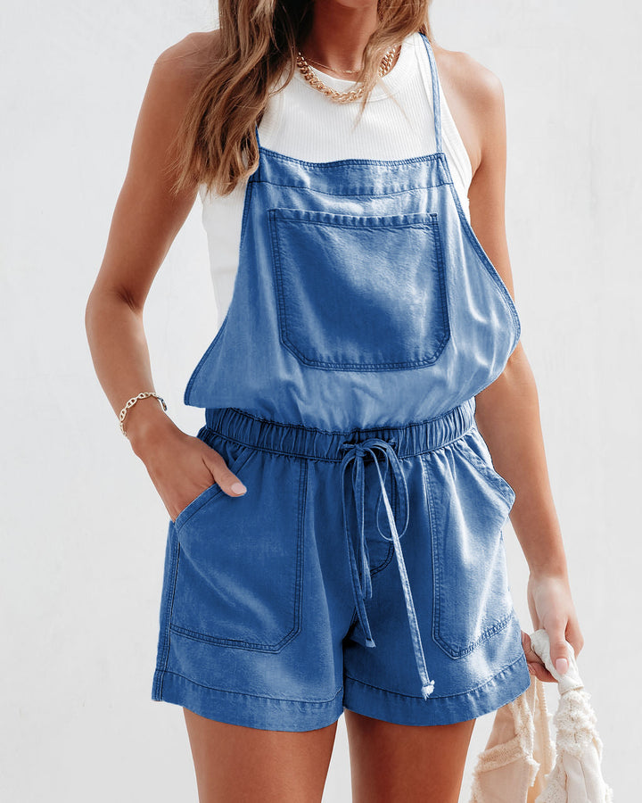 Dame denim jumpsuit med elastisk talje og afslappet snit Stilla