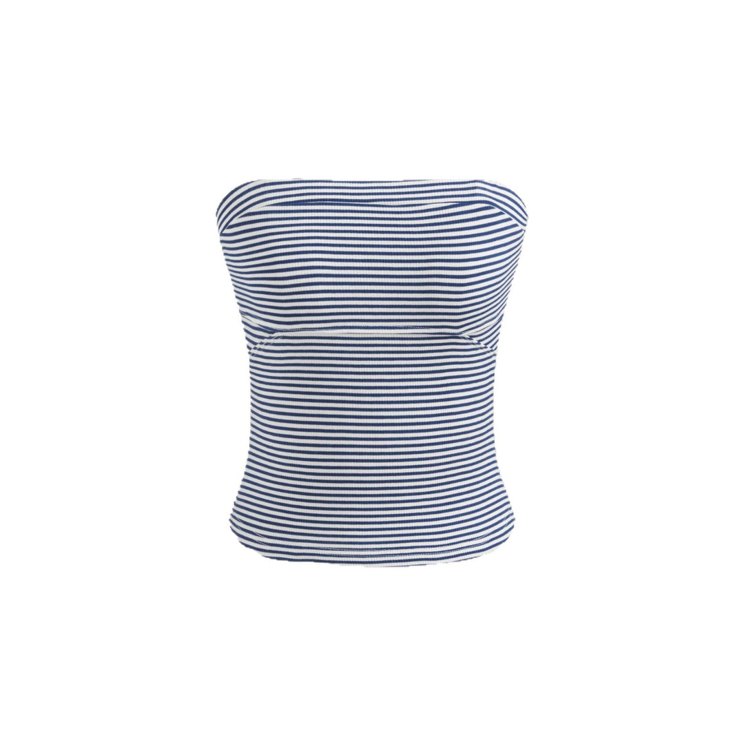 Dame Bandeau-top med fine striber Skovae