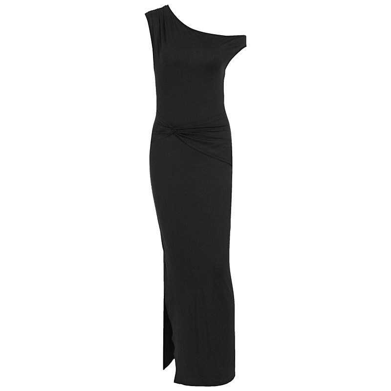 Kvinder Elegant Maxikjole med Off-Shoulder Design og dekorativ rynkning Skovae