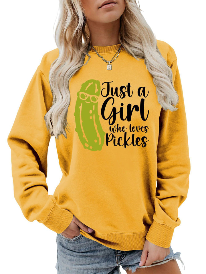 Kvinders sweatshirt med humoristisk agurkmotiv og afslappet pasform Stilla