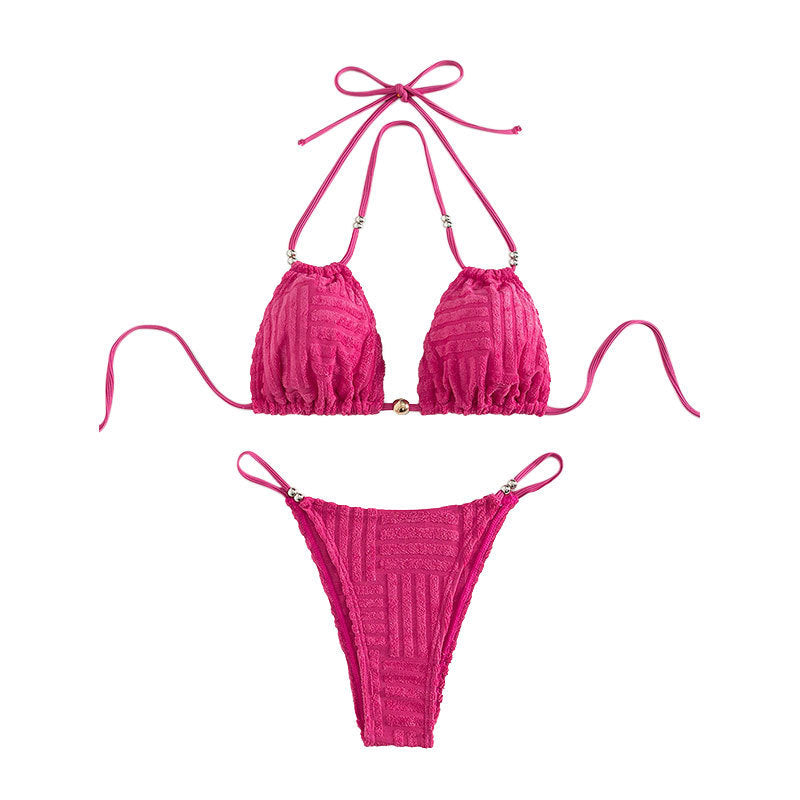 Dame triangel-bikini med struktureret tekstur Skovae