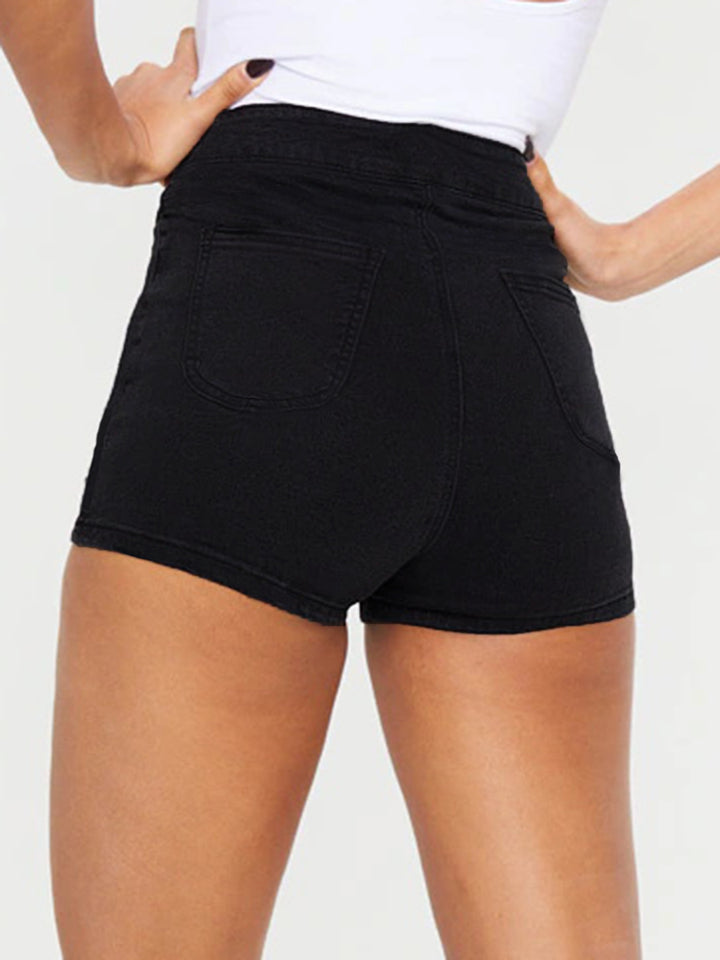 Dame Højtaljede Denim-Shorts med tætsiddende snit og komfortabel stræk Stilla