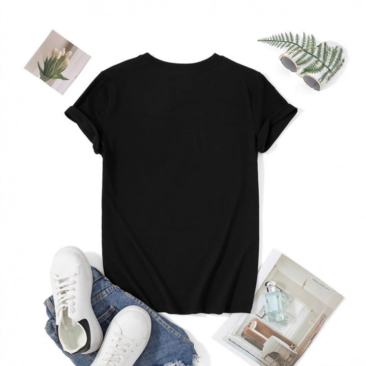 Dame T-shirt med kreativ blomsterdesign og cykelmotiv Stilla