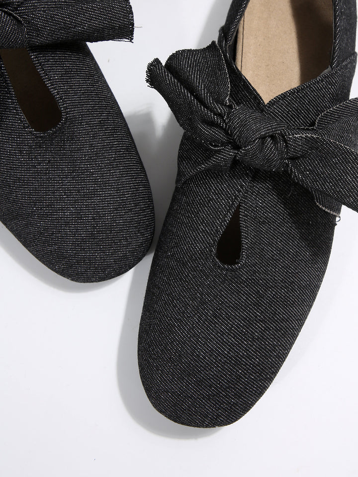 Dame Denim Ballerinas med Sløjfedetalje Stilla