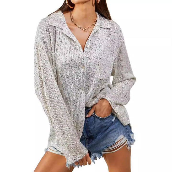 Dame Mode Bluse med Glimmer og løs pasform Stilla