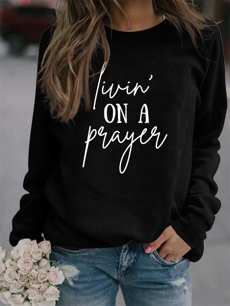 Stilla | Crew Neck Langærmet Bogstav Trykt Løs Sweatshirt