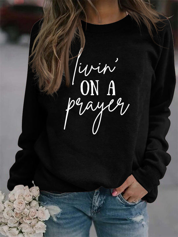 Stilla | Crew Neck Langærmet Bogstav Trykt Løs Sweatshirt