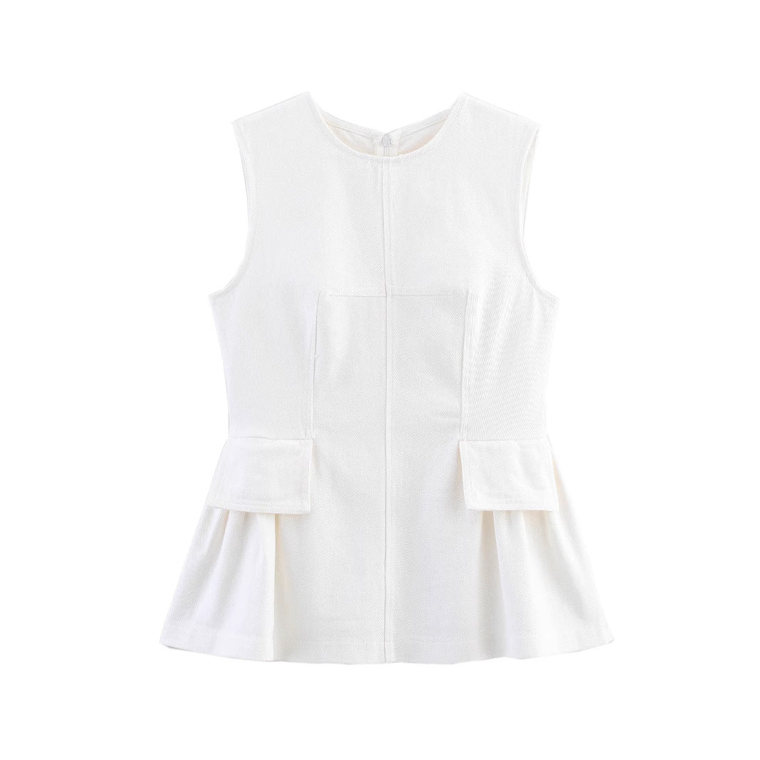 Femme Flared Peplum Top med lomme detaljer Stilla
